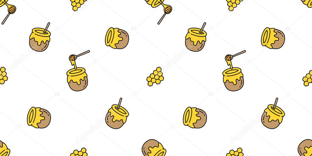 honey seamless pattern vector bear bee polar bear bakery bake jam food scarf isolated illustration tail background wallpaper