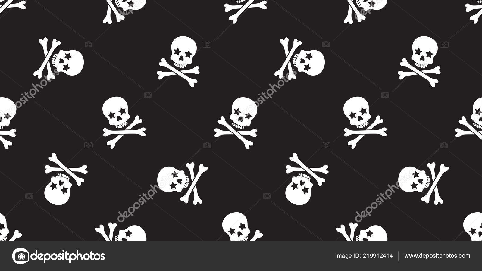 Skull Crossbones Seamless Pattern Vector Halloween Pirate Bone Skull Crossbones Seamless Pattern Vector Halloween Pirate Bone