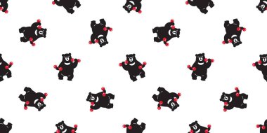 Dikişsiz desen vektör kutup ayısı panda teddy ağırlık eğitim spor salonu izole spor arka plan ayı