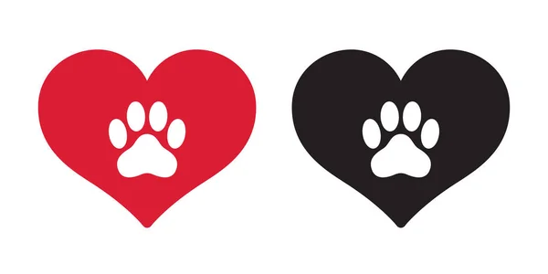 Hund Pfote Vektor Symbol Herz Logo Symbol Französisch Bulldogge Valentinstag — Stockvektor