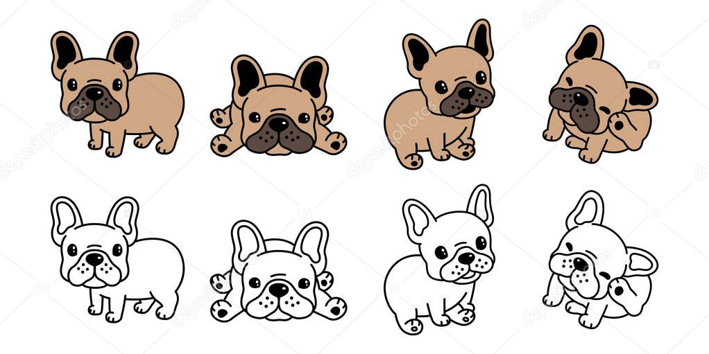 Dog vector french bulldog logo icon cartoon character illustration symbol brown