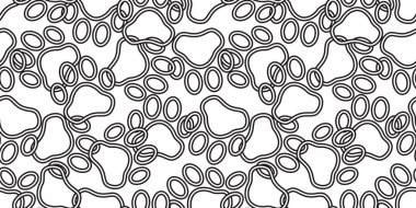 Köpek pençe Dikişsiz desen vektör ayak izi kedi köpek yavrusu eşarp döşeme arka plan tekrar duvar kağıdı çizgi film illüstrasyon beyaz izole