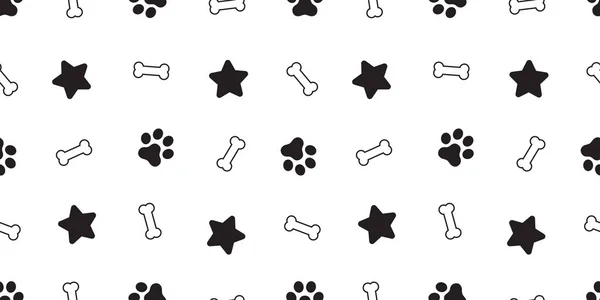 Dog Paw Seamless Pattern Vector French Bulldog Dog Bone Star — Stock Vector