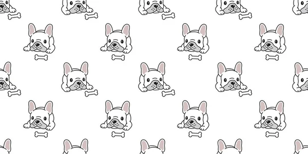 Dog Seamless Pattern Vector French Bulldog Bone Tile Background Scarf — Stock Vector