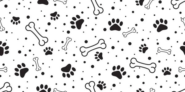 Dog Paw Seamless Pattern Vector Bone French Bulldog Polka Dot — Stock Vector