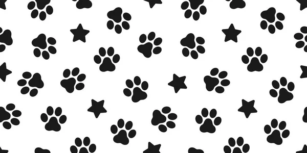 Собачья Лапа Бесшовный Векторный След Узор След Котенка Щенка Звезды — стоковый вектор