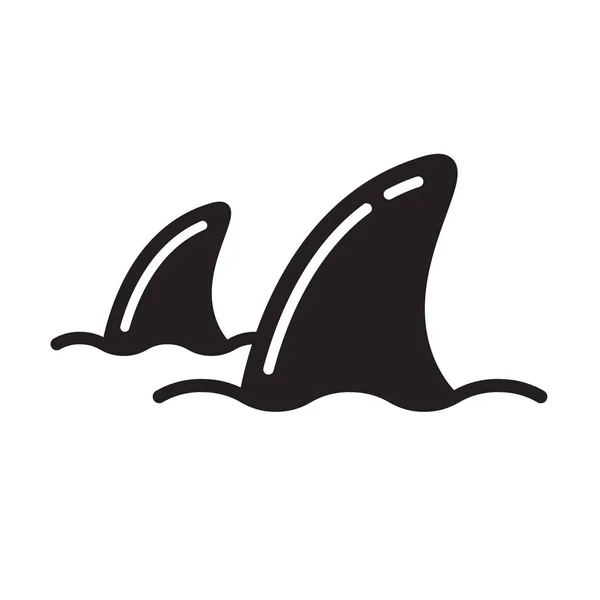 Köpekbalığı Yüzgeci Vektör Yunus Simgesi Logo Illüstrasyon Grafik Sembolü — Stok Vektör