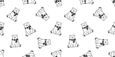 Dikişsiz desen kutup ayısı vektör izole eşarp panda ayı teddy çizgi film arka plan tekrar duvar kağıdı