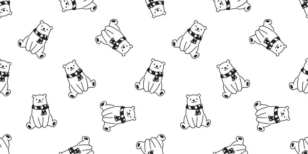 Niedźwiedź Wzór Niedźwiedź Polarny Wektor Szalik Białym Tle Panda Kreskówka — Wektor stockowy