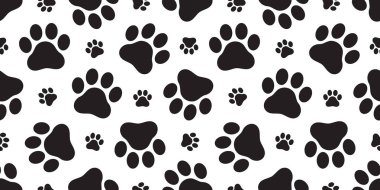 Köpek pençe Dikişsiz desen vektör ayak izi yavru kedi köpek yavrusu döşeme arka plan tekrar duvar kağıdı çizgi film beyaz illüstrasyon izole
