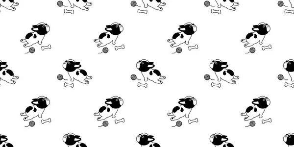 Chien Motif Sans Couture Vecteur Français Bulldog Fils Boule Répéter — Image vectorielle