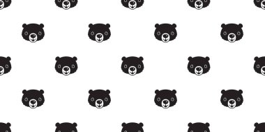 Dikişsiz desen vektör kutup ayısı gülümseme çizgi film illüstrasyon tekrar duvar kağıdı izole eşarp döşeme arka planı ayı