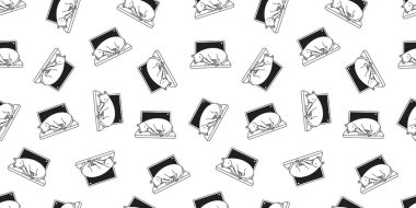 izole arka plan tekrar duvar kağıdı karikatür uyuyan kedi Dikişsiz desen vektör yavru kedi