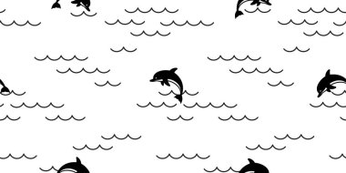 yunus Dikişsiz desen vektör köpekbalığı okyanus dalgası balık balina fin eşarp izole kiremit arka plan tekrar duvar kağıdı illüstrasyon