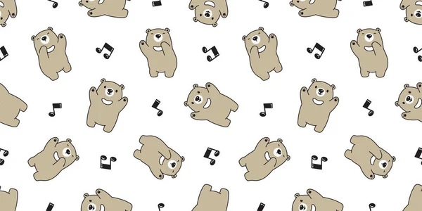 Niedźwiedź Wzór Wektor Niedźwiedź Polarny Śpiew Piosenki Muzyka Notatka Taniec — Wektor stockowy