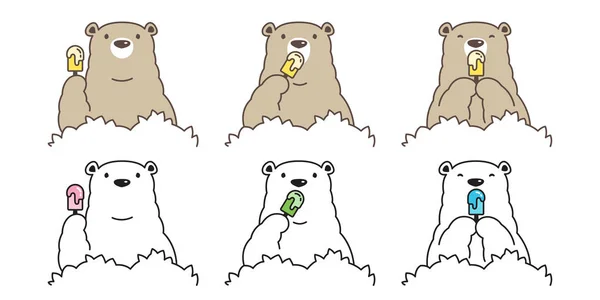 Αρκούδα Διάνυσμα Πολική Αρκούδα Παγωτό Καρτούν Χαρακτήρα Εικονίδιο Λογότυπο Εικονογράφηση — Διανυσματικό Αρχείο