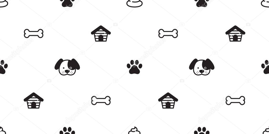 Dog Paw seamless pattern vector french bulldog footprint poo puppy house tile background repeat wallpaper scarf isolated illustration cartoon