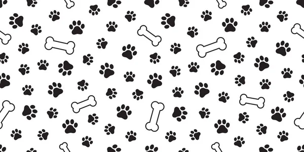 Dog Paw Seamless Pattern Vector French Bulldog Dog Bone Tile — Stock Vector