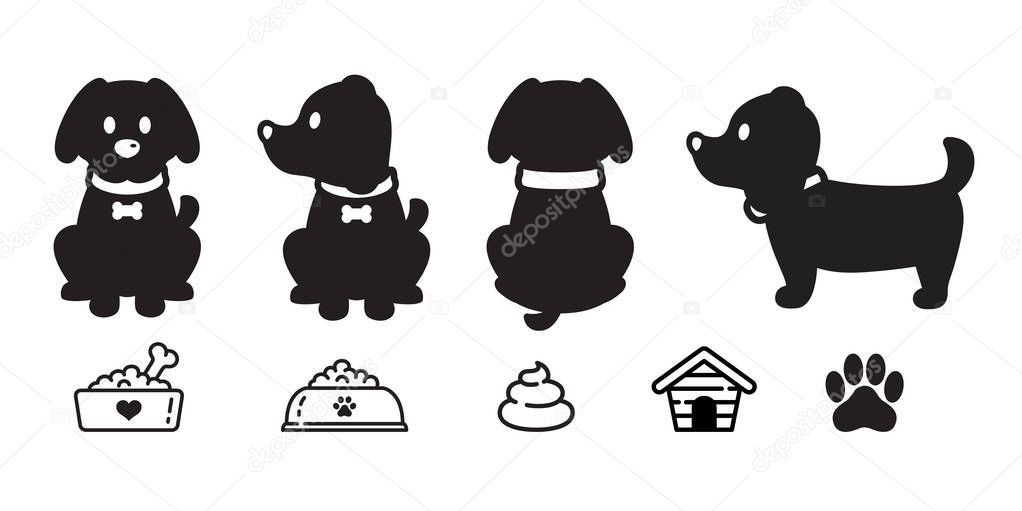 Dog vector french bulldog cartoon character paw icon puppy breed logo bowl poo dog food illustration doodle graphic