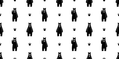 Dikişsiz desen vektör kutup ayısı pençe ayak izi çizgi film illüstrasyon döşeme katmanı tekrar duvar kağıdı eşarp izole ayı