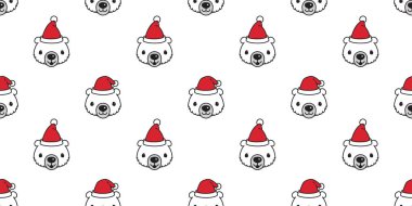 Ayı Dikişsiz desen vektör Noel kutup ayısı Santa Claus şapka atkı izole karikatür illüstrasyon tekrar duvar kağıdı döşeme arka planı