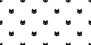 Kedi Dikişsiz desen vektör yavru kedi alaca karikatür eşarp izole kiremit arka plan illüstrasyon tekrar duvar kağıdı hediye paketi
