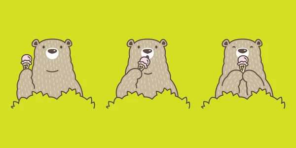Bär Vektor Eisbär Eiscreme Charakter Cartoon Ikone Logo Illustration Doodle — Stockvektor
