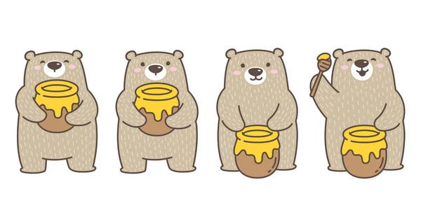 Wektor Niedźwiedź Niedźwiedź Polarny Ikona Logo Honey Bee Charakter Ilustracja — Wektor stockowy