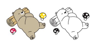 Ayı kutup ayısı mantar karakter karikatür illüstrasyon simge logo doodle uyumak vektör