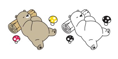 Bear vector Polar Bear mushroom sleeping character cartoon illustration icon logo doodle clipart