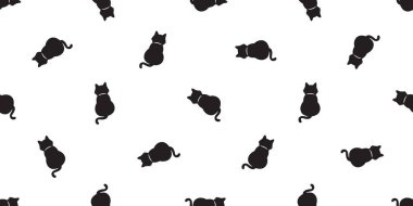 kedi Dikişsiz desen vektör yavru kedi alaca eşarp döşeme arka planı Cadılar Bayramı tekrar duvar kağıdı izole