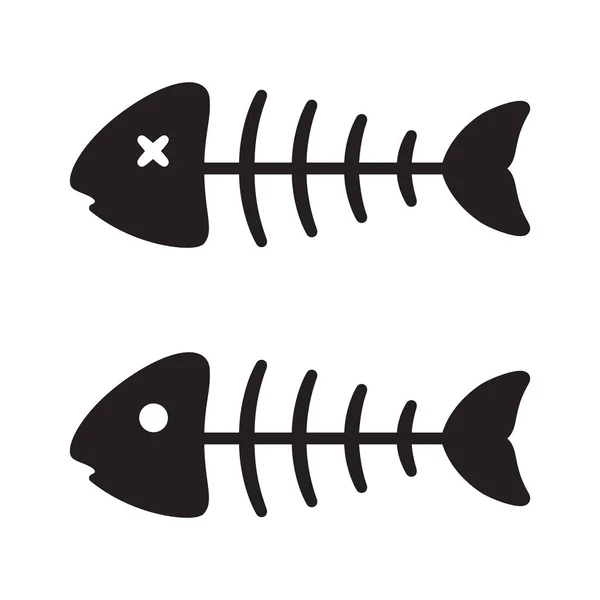 Balık Kemik Vektör Simge Somon Balığı Logo Köpekbalığı Yunus Okyanus — Stok Vektör