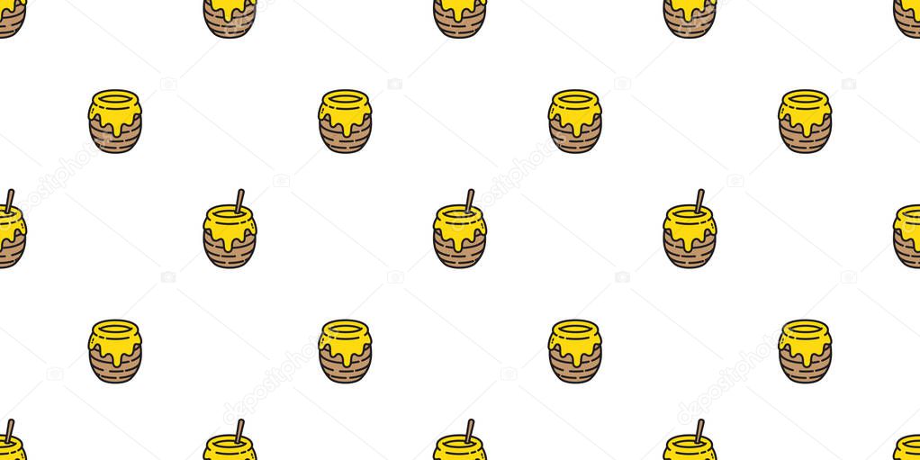 Honey seamless pattern vector bear bee polar bear bakery bake jam food scarf isolated cartoon illustration tail background repeat wallpaper