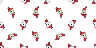 Ayı Dikişsiz desen vektör Noel ağacı kutup ayısı Santa Claus şapka izole karikatür döşeme arka plan tekrar duvar kağıdı illüstrasyon eşarp