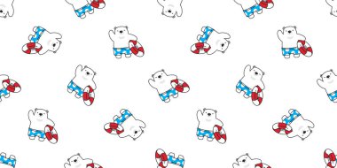 Ayı Dikişsiz desen vektör kutup ayısı havuzu Plajı halka yaz eşarp izole karikatür illüstrasyon tekrar duvar kağıdı döşeme arka planı Yüzme