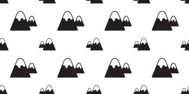 dağ Dikişsiz desen vektör kar dağ tepe orman ağaç izole duvar kağıdı tekrar arka plan doodle karikatür eşarp