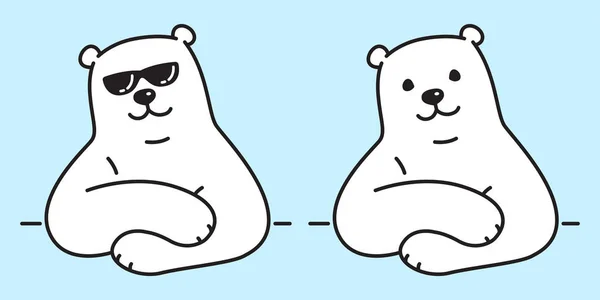 Medvěd Vektorový Lední Medvěd Logo Ikonu Sluneční Brýle Ilustrace Charakter — Stockový vektor