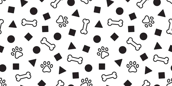 Dog Paw Seamless Pattern Vector Bone French Bulldog Footprint Tile — Stock Vector