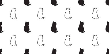 kedi Dikişsiz desen vektör yavru kedi alaca karikatür eşarp Cadılar Bayramı döşeme arka plan tekrar duvar kağıdı doodle illüstrasyon izole