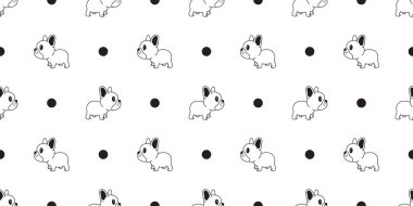 Köpek Dikişsiz desen vektör Fransız buldozer polka dot döşeme arka planı eşarp izole duvar kağıdı