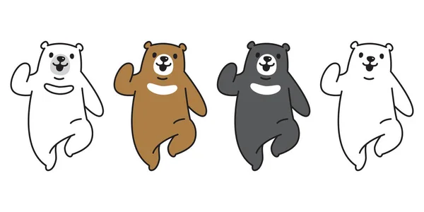 Ведмідь Ведмідь Ведмідь Ведмідь Логотип Значок Запустити Ілюстрацію Персонажа Мультфільм — стоковий вектор