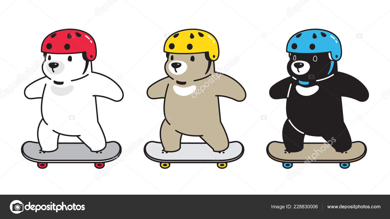 ベクトル シロクマ スケート ボード スケート ヘルメット漫画文字アイコン イラスト落書き ストックベクター C Cnuisin