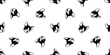 Köpek seamless modeli Fransız buldozer vektör döşeme arka plan eşarp izole duvar kağıdı illüstrasyon karikatür grafik