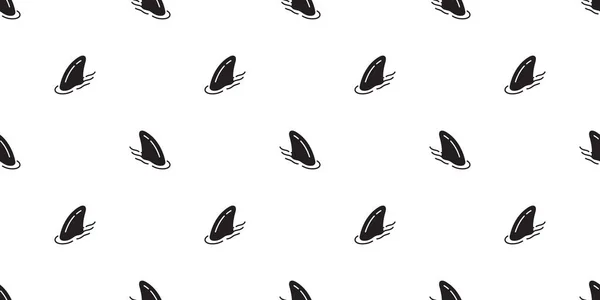 Haifischflosse Nahtlose Muster Vektor Fisch Delphin Wal Schal Isoliert Illustration — Stockvektor