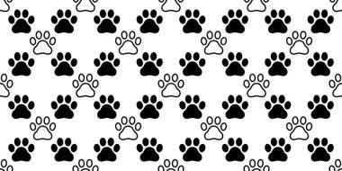 Köpek pençe Dikişsiz desen vektör ayak izi Kalp Sevgililer kedi yavru kedi köpek yavrusu ayı eşarp izole karikatür tekrar duvar kağıdı döşeme arka plan illüstrasyon beyaz siyah