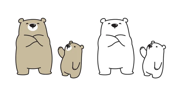 Urso Vetor Urso Polar Ícone Logotipo Criança Desenho Animado Personagem — Vetor de Stock