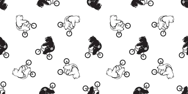Bear Seamless Pattern Vector Polar Bear Bicycle Riding Cycling Scarf — Stock Vector
