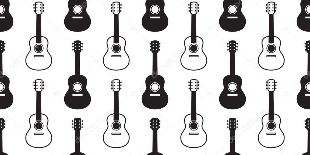 Guitar seamless pattern vector bass ukulele music scarf isolated graphic illustration repeat wallpaper tile background design