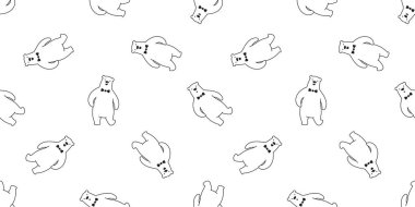 Dikişsiz desen kutup ayısı vektör papyon panda ayı teddy eşarp izole karikatür döşeme arka plan tekrar duvar kağıdı illüstrasyon
