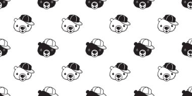 Ayı Dikişsiz desen vektör kutup ayısı kap şapka karikatür eşarp tekrar duvar kağıdı döşeme arka plan illüstrasyon izole